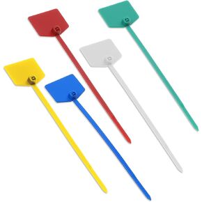 100 PCS بلاستيكي علامات شحن علامات شحن قابلة للكتابة مع حزام الختم قفل ذاتي العلاقات علامات أمان متعددة الألوان للمفاتيح لوجستية التجزئة جرد هوية.
