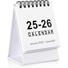 Mini Desk Calendar 2025-2026, Small Desktop Calendar Jan.2025 to Jun.2026, Standing Flip Desk Calendar 2025, Portable Monthly Desktop Calendar for Daily Schedule School Office Supplies (White)
