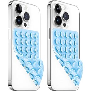 2 Pack Silicone Suction Cup Phone Case Mount Double Sided, Hands-Free Strong Grip Silicon Phone Holder, Non Slip Phone Accessories for Selfies and Videos (Translucent)
