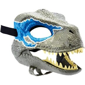 DCSCRFE Dinosaur Mask with Opening Jaw, Halloween Festival Dinosaur Costume Masquerade Latex Mask, Blue