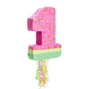 Blue Panda سحب سلسلة رقم 1 Patermelon Pinata لتوفيات حفلات عيد الميلاد الأولى ، واحدة في زخارف حفلة البطيخ ، دش الطفل (صغير ، 16.5 × 11 × 3 بوصات)