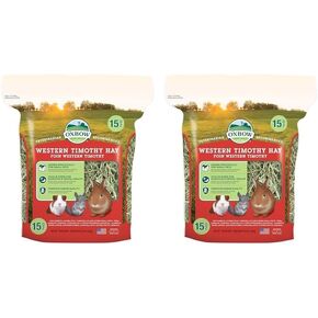 Oxbow Animal Health Western Timothy Hay - كل القش الطبيعي للأرانب ، خنازير غينيا ، تشينشيلاس ، هامستر و Gerbils - 15 أوقية. (حزمة 2)