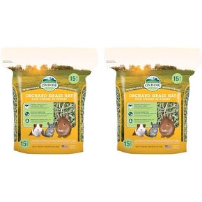 Oxbow Health Health Orchard Hay - كل العشب الطبيعي القش من Chinchillas والأرانب والخنازير الغينية والهامستر و Gerbils - 15 أوقية. (حزمة 2)
