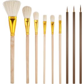 9 PCS Pottery Glaze Brushes مجموعة فرشاة السيراميك ، أدوات خزفية أساسية للفخار المائي Mop Acrylency Brende Brush
