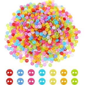 Small Buttons for Crafts, 1000 Pcs Mixed Color Mini Buttons 6mm Round 2-Hole Sewing Buttons Cute Tiny Colorful Buttons for DIY Crafts Scrapbooking Garment Painting Decoration