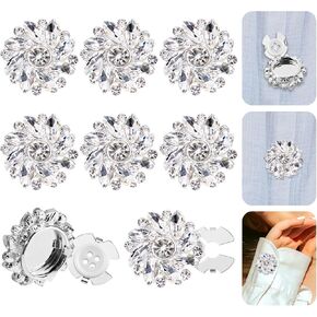 أغطية 6pcs أزرار حجر الراين الزخرفي ، قطرها 0.98in قطرها قابلة للفصل على أزرار أكمام مجوهرات بلورية صافية للنساء الرجال لباس بدلة الكفة ثانس قميص