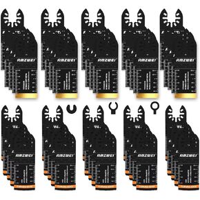105Pcs Titanium & HCS Oscillating Tool Blades, Professional Oscillating Saw Blades for Wood Plastic Metal Cutting, Multi Tool Blades Compatible with Dewalt Bosch Milwaukee Ryobi in Kuwait