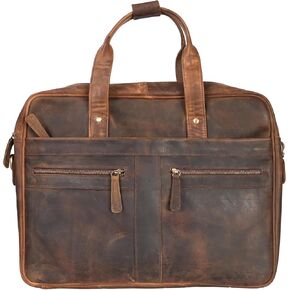 حقيبة Messenger Elizo Leather Sealcase 16 بوصة ، حقيبة كمبيوتر السفر للرجال والنساء (Grizzly)