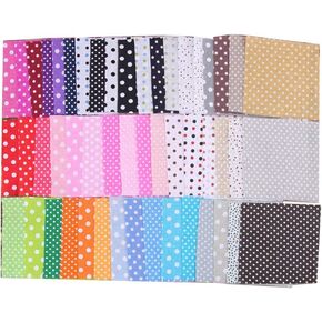 50Pcs 4" x 4" Top Cotton Craft Fabric Bundle Squares Patchwork DIY Sewing Scrapbooking Quilting Floral Dot Pattern Artcraft Polka Dot (10cm x 10cm)