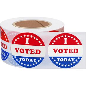 500pcs 1.5 inch I Voted Today Stickers for Voting Election Day Round Red White Blue Community Vote USA Flag Design Labels