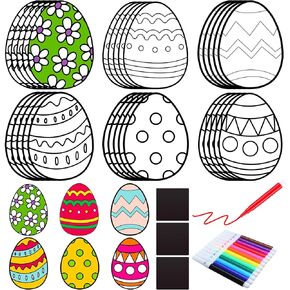 30 PCS Easter Egg Crafts Color Your Easter Egg Magnet DIY تلوين البيض تفضل مجموعات الحلي للهدية للهدية في فصل الربيع ، 6 أنماط