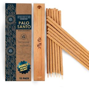 Palo Santo Incense Sticks (12 Pack) from Peru Premium Authentic - Handmade & Hand Rolled Natural Wood - Cleansing Bad Energy & Relieve Stress, Ethically Wild Harvested - Sustainable Packaging