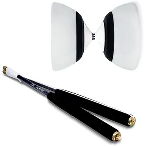 Sundia Combo L Evo Series Diabolo (White) + Carbon Diabolo Sticks (Black) - مجموعة Diabolo الاحترافية ، والأداء العالي لجميع الحيل والمستويات - المبتدئين للمحترفين ، ومجموعة Yoyo الصينية