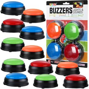 Deekin 16 Pcs Recordable Answer Buzzers Bulk Game Show Button Dog Buttons for Classroom Team Family Trivia Nights Communication Pet Training Gifts