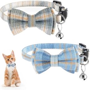 2 PCS Cat Bow Tie Tiwaway Cat Cat مع ربطة عنق لطيفة وترابط السلامة الجرس المنقوش قلادة Pet Pet