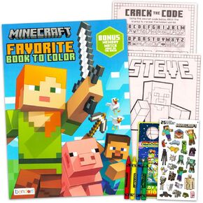 مجموعة تلوين Minecraft مجموعة للأطفال ، الأولاد الذين تتراوح أعمارهم بين 4-8 - حزمة مع صفحات تلوين Minecraft ، والأنشطة ، والألعاب بالإضافة إلى ملصقات Minecraft ، تلوين جامبو | مجموعة كتاب نشاط Minecraft