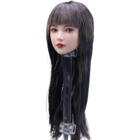 1/6 مقياس شعر مزروع رأس أنثى نحت لطيف فتاة صغيرة بني طول الكتف in Kuwait