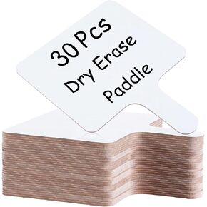 6 Pcs Dry Erase Answer Paddle 7 x 9 Inch Handheld Wooden White Board Double Sided Dry Erase Small Whiteboards for Students Classroom Games Party Auction Paddles for Bidding Meeting Voting(6)