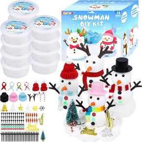Ciyoja 12pack بناء طقم ثلج للأطفال - لعبة عيد الميلاد الثلجية Crafts DIY ، ونمذجة Clay Snow Man Manag