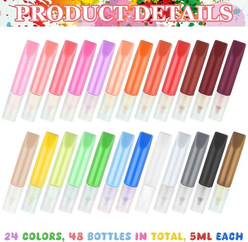 48Pcs Suncatcher Paint Pens 5mL Premium Extra Fine Point Acrylic Paint Marker Pens DIY Stained Glass Window Art Paint Pen Stained Glass Paint Suncatcher Paint in Saudi Arabia