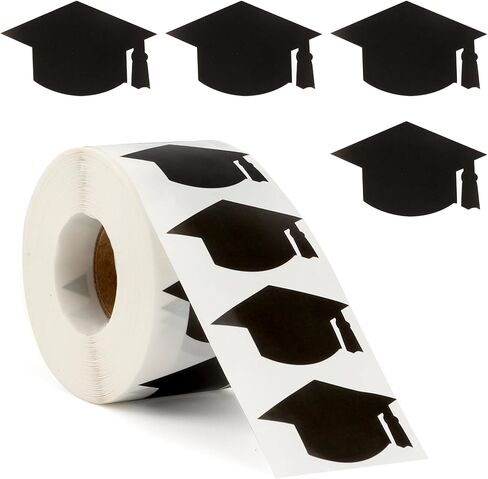 Graduation Cap Stickers, 500 PCS Black Graduation Stickers 2025, 1.5" Graduate Hat Class of 2025 Sticker, Congrats Grad Labels Decals for Envelopes for College High School Graduations Party Decoration in Kuwait