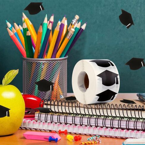 Graduation Cap Stickers, 500 PCS Black Graduation Stickers 2025, 1.5" Graduate Hat Class of 2025 Sticker, Congrats Grad Labels Decals for Envelopes for College High School Graduations Party Decoration in Kuwait