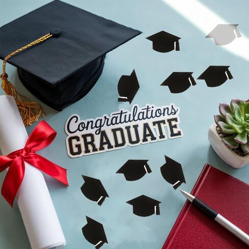 Graduation Cap Stickers, 500 PCS Black Graduation Stickers 2025, 1.5" Graduate Hat Class of 2025 Sticker, Congrats Grad Labels Decals for Envelopes for College High School Graduations Party Decoration in Kuwait