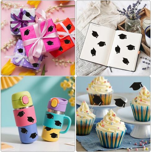 Graduation Cap Stickers, 500 PCS Black Graduation Stickers 2025, 1.5" Graduate Hat Class of 2025 Sticker, Congrats Grad Labels Decals for Envelopes for College High School Graduations Party Decoration in Kuwait