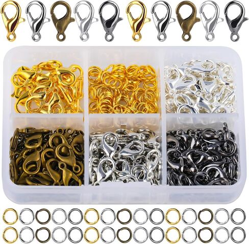 700 Pcs Lobster Clasps and Open Jump Rings Set, 5 Colors 12mm Lobster Claw Clasps with 7 * 5mm Jump Rings, Lobster Clasps Jewelry Kit for DIY Jewelry Making Accessories in Saudi Arabia