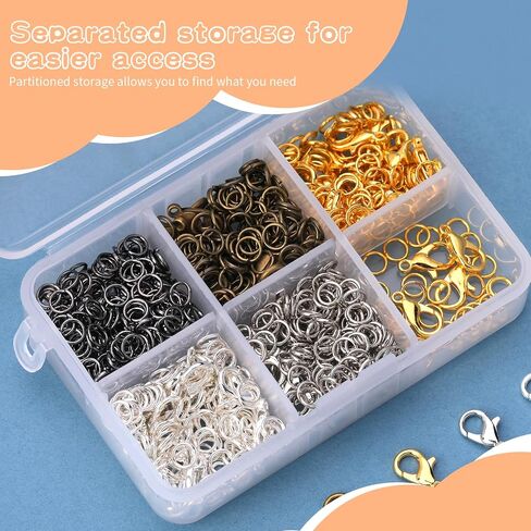 700 Pcs Lobster Clasps and Open Jump Rings Set, 5 Colors 12mm Lobster Claw Clasps with 7 * 5mm Jump Rings, Lobster Clasps Jewelry Kit for DIY Jewelry Making Accessories in Saudi Arabia