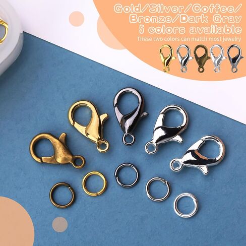 700 Pcs Lobster Clasps and Open Jump Rings Set, 5 Colors 12mm Lobster Claw Clasps with 7 * 5mm Jump Rings, Lobster Clasps Jewelry Kit for DIY Jewelry Making Accessories in Saudi Arabia