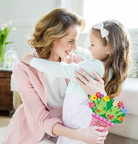 WhatSign 12 Sets Mothers Day Flower Pot Craft DIY Mothers Day Handprint Craft for Kids Religious Make Mothers Day Floral Handprint Crafts Kits for Happy Mothers Day Decor Home School Activities in Saudi Arabia