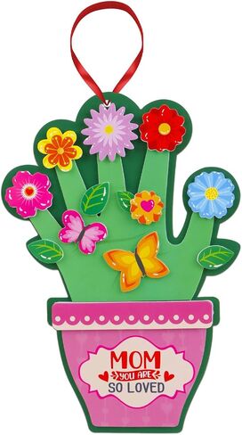 WhatSign 12 Sets Mothers Day Flower Pot Craft DIY Mothers Day Handprint Craft for Kids Religious Make Mothers Day Floral Handprint Crafts Kits for Happy Mothers Day Decor Home School Activities in Saudi Arabia