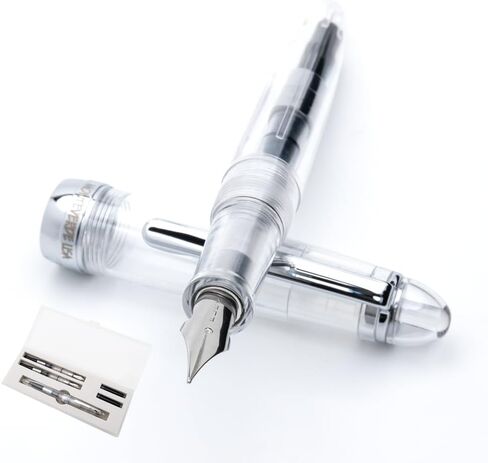 Monteverde USA Monza 3 Fountain Pen Set (Crystal Clear) - Medium, Fine, Omniflex Nib - Ideal Gift for Men & Women - Perfect for Office, Business, School, Gifts, Journaling, Autographs in Kuwait