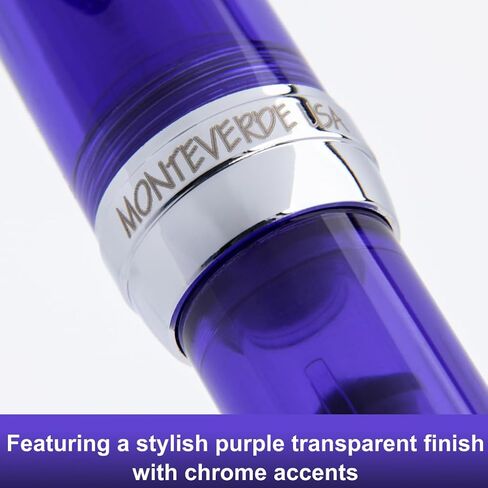 Monteverde USA Monza 3 Fountain Pen Set (Crystal Clear) - Medium, Fine, Omniflex Nib - Ideal Gift for Men & Women - Perfect for Office, Business, School, Gifts, Journaling, Autographs in Kuwait