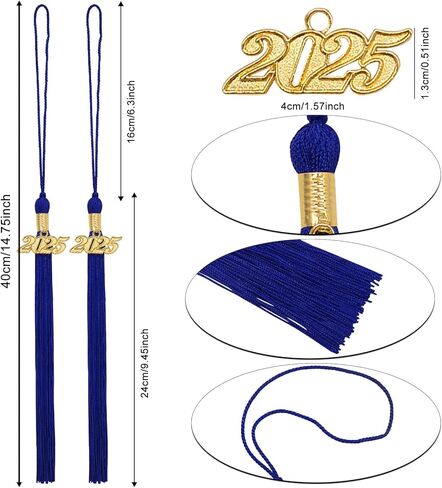 Graduation Cap Gown Crafts Tassel: 2 Piece Sewing Charms Fringe for Bookmark Decor, Hat Hanging Ornament, Grad Cord, College Memorial, Keychain Decoration, Bag Accessory, Key Pendant (Gold, 2025) in Kuwait