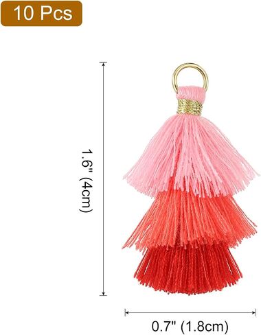 uxcell 10Pcs Tiny Tri-Layered Tassels 1.6" Mini Tassel Bag Charm Bohemian Keychains Handmade Tassel Keychain for DIY Projects, Jewelry Making, Decoration (White/Blue/Dark Blue) in Saudi Arabia