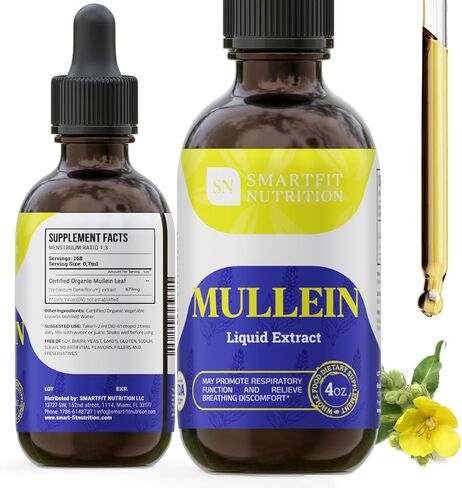 Mullein - Mullein Leaf Extract - Lung Cleanse - Mullein Drops - Organic Mullein Supplement for Respiratory System Support & Healthy Mucous Membranes - Verbascum Densiflorum for Quit Smoking Aid - 2 oz in Saudi Arabia