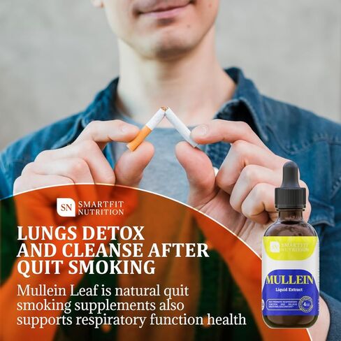 Mullein - Mullein Leaf Extract - Lung Cleanse - Mullein Drops - Organic Mullein Supplement for Respiratory System Support & Healthy Mucous Membranes - Verbascum Densiflorum for Quit Smoking Aid - 2 oz in Saudi Arabia