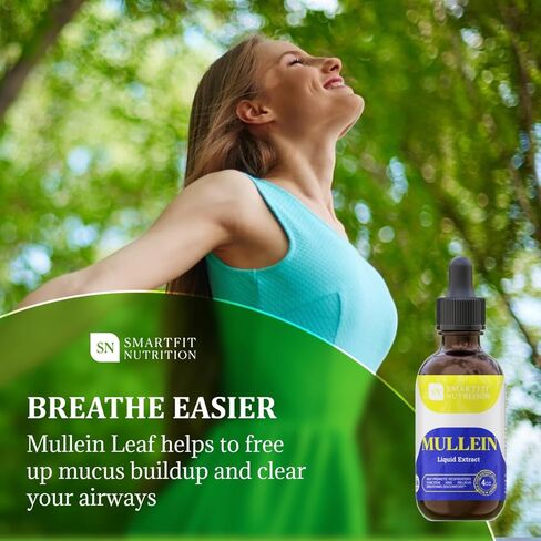 Mullein - Mullein Leaf Extract - Lung Cleanse - Mullein Drops - Organic Mullein Supplement for Respiratory System Support & Healthy Mucous Membranes - Verbascum Densiflorum for Quit Smoking Aid - 2 oz in Saudi Arabia