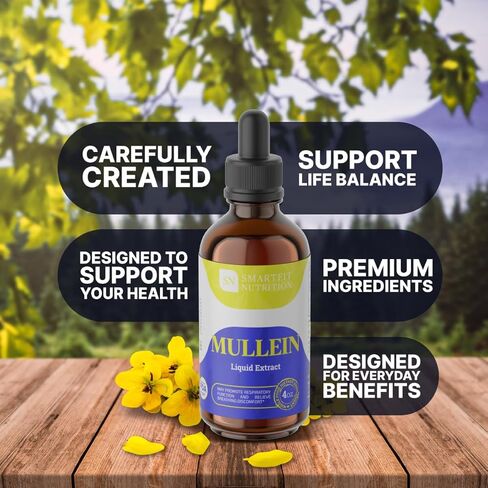 Mullein - Mullein Leaf Extract - Lung Cleanse - Mullein Drops - Organic Mullein Supplement for Respiratory System Support & Healthy Mucous Membranes - Verbascum Densiflorum for Quit Smoking Aid - 2 oz in Saudi Arabia