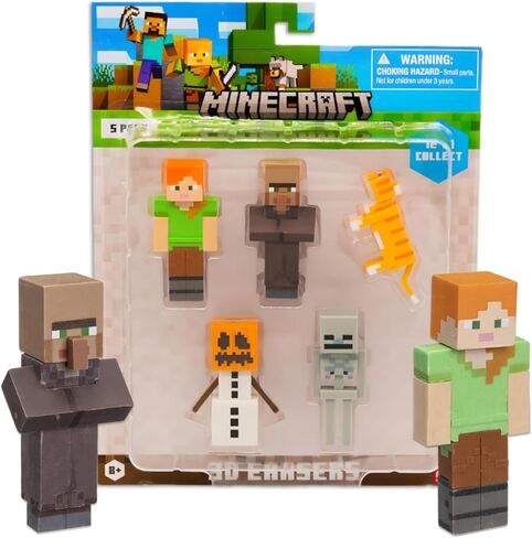 Mine Craft 3D Erasers, 5-Pack Collector Set, 12 Iconic Characters to Collect, Own The Entire Series in Saudi Arabia