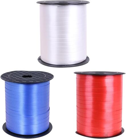 3 لفات شريط الشباك المجعد للهدية غلاف البالون شريط الشريط مجعد الشريط رفيع الشريط الهدية لفائف لفريق عيد الحب زفاف الزفاف ديكور أبيض أزرق أحمر in Kuwait