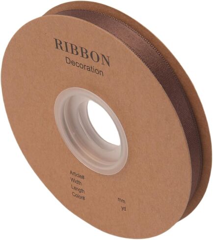 Double Side Satin Ribbon, Continuous 20 Yards,Use for Craft Bows Bouquet, Gift Wrapping, Wedding Decoration, Floral Arrangement (Coffee, 1/2 inch) in Saudi Arabia