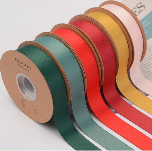 Double Side Satin Ribbon, Continuous 20 Yards,Use for Craft Bows Bouquet, Gift Wrapping, Wedding Decoration, Floral Arrangement (Coffee, 1/2 inch) in Saudi Arabia