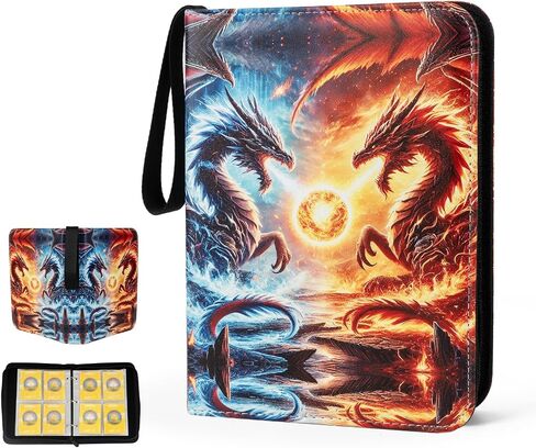 Trading Card Binder Album, 400 Pockets, 50 Removable 4-Pocket Pages, Waterproof (Dragon-A) in Kuwait