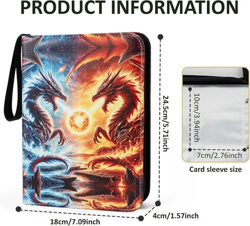 Trading Card Binder Album, 400 Pockets, 50 Removable 4-Pocket Pages, Waterproof (Dragon-A) in Kuwait