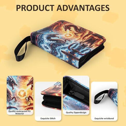 Trading Card Binder Album, 400 Pockets, 50 Removable 4-Pocket Pages, Waterproof (Dragon-A) in Kuwait