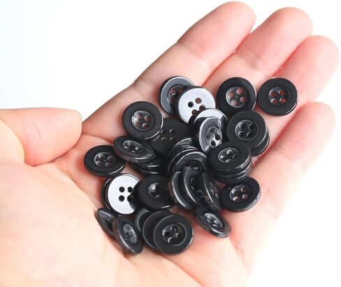 300pcs 1/2 Inch (12.5mm) Small Size Round 4 Holes Buttons Black Color Button for Sewing Clothing or DIY Crafts Projects Gift in Saudi Arabia