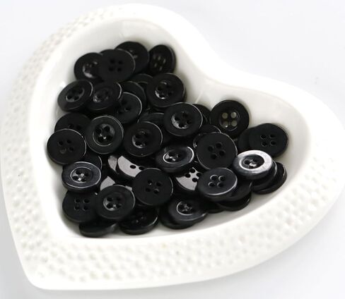 300pcs 1/2 Inch (12.5mm) Small Size Round 4 Holes Buttons Black Color Button for Sewing Clothing or DIY Crafts Projects Gift in Saudi Arabia